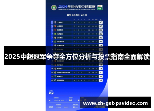 2025中超冠军争夺全方位分析与投票指南全面解读